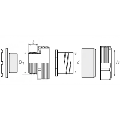 КВТ Муфта вводная ВМУ 20 для металлорукава усиленная 61393 KVT КВТ Муфта вводная ВМУ 20 для металлорукава усиленная 61393 KVT