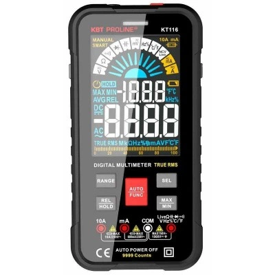КВТ Мультиметр цифровой KT 116 серия PROLINE SMART с True RMS, автоматическим выбором режимов и пределов измерений и цветным ЖК-дисплеем 3,6’’ 87248 KVT КВТ Мультиметр цифровой KT 116 серия PROLINE SMART с True RMS, автоматическим выбором режимов и пределов измерений и цветным ЖК-дисплеем 3,6’’ 87248 KVT